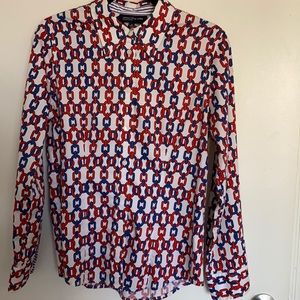 JONES NEW YORK tailored blouse with two button expansion cuffs! Size: M